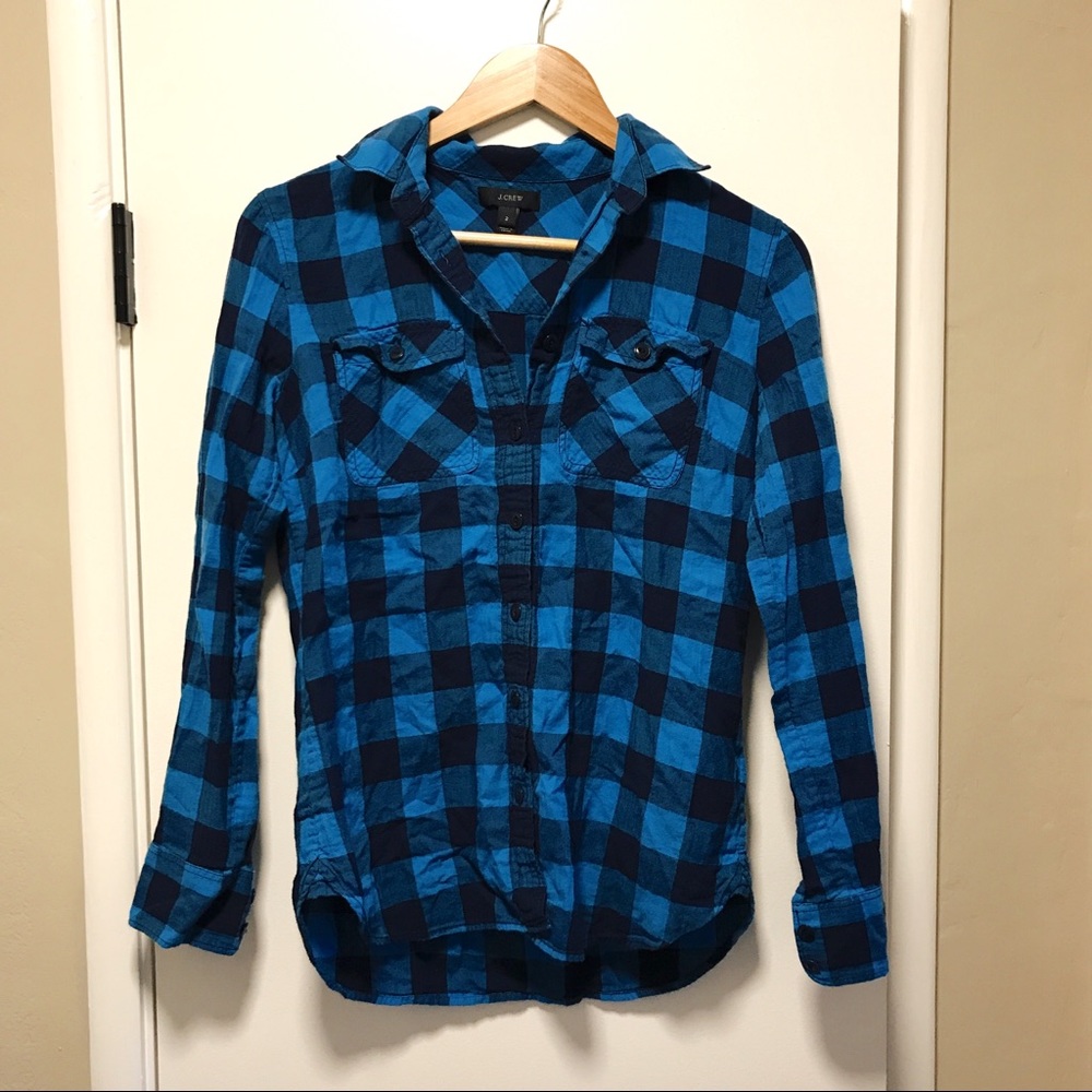 J. Crew Blue Flannel